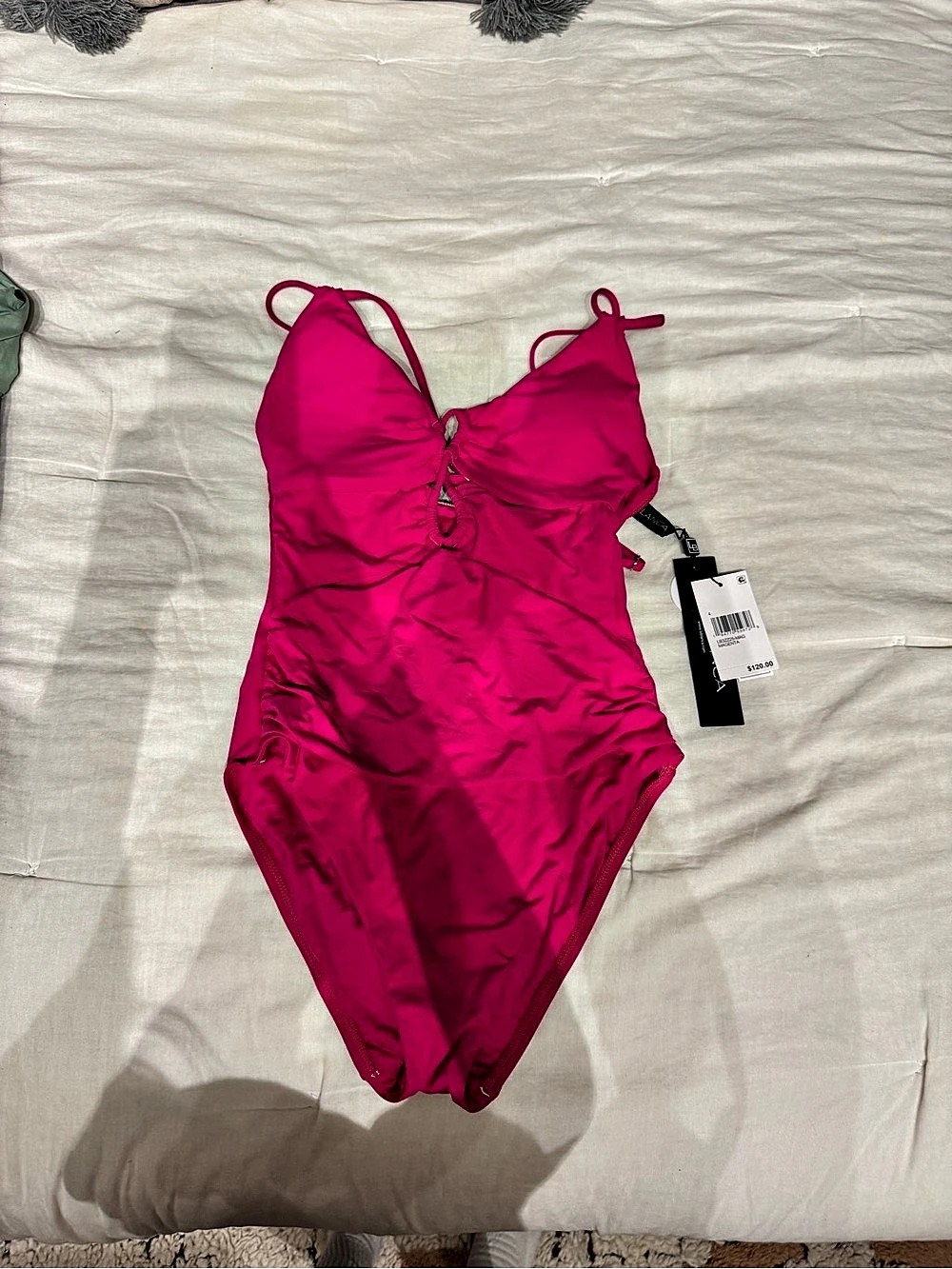 La Blanca Island Goddess Underwire Lace Up One Piece Pink Swimsuit